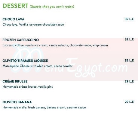 Oliveto menu Egypt